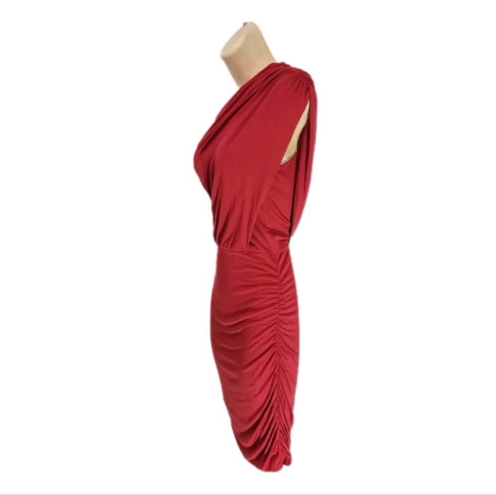 Lush Dress One Shoulder Rushed Mini Red Size L - Picture 7 of 11